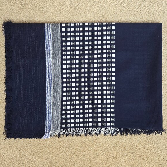 NWT J. Crew Cotton Scarf Navy & White - Picture 11 of 12